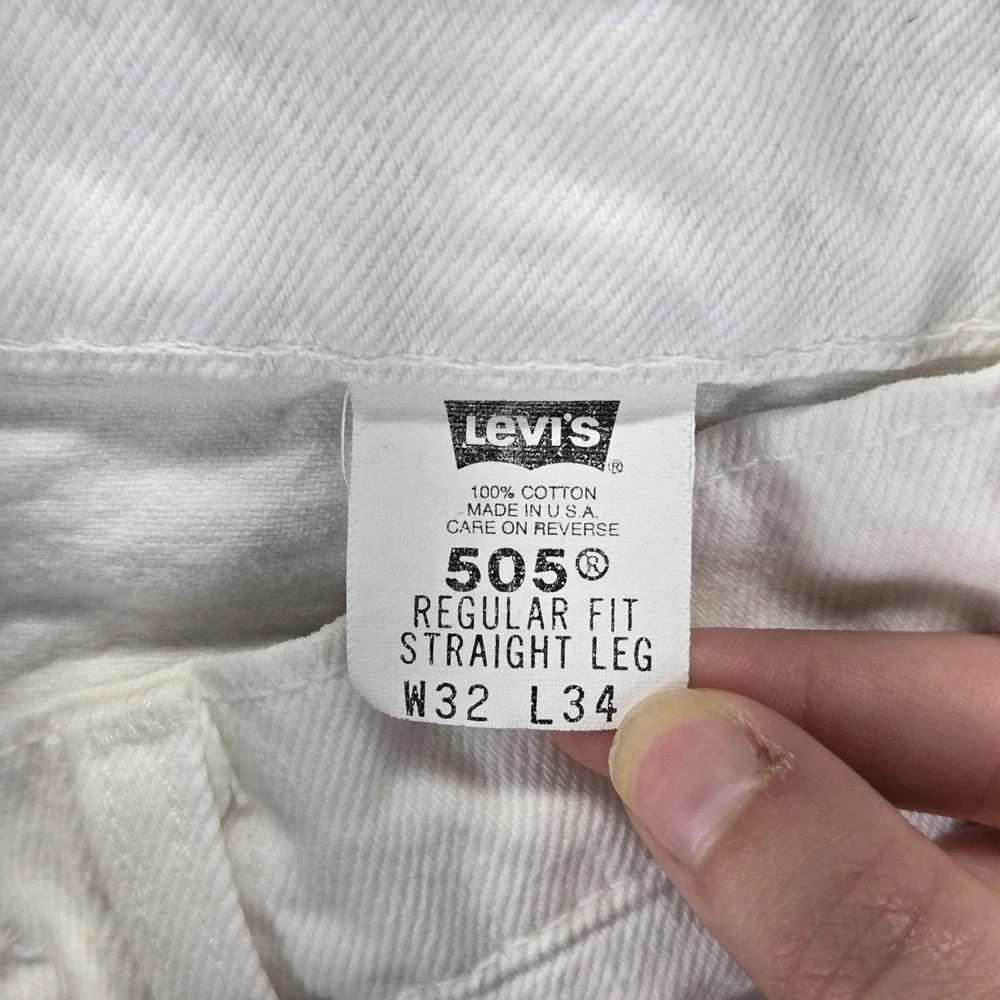 VTG Levis 505 Jeans Mens White Made‎ In USA Fits 27x29